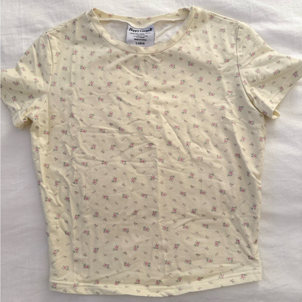 Happy Camper floral yellow baby tee